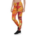 Stained Glass Leggings Red Orange Geometric Yoga Pants