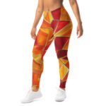 Stained Glass Leggings Red Orange Geometric Yoga Pants