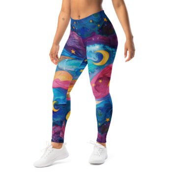 Cosmic Moon Leggings Vibrant Galaxy Yoga Pants