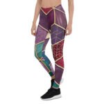 Stained Glass Geometric Leggings Purple Gold Yoga Pants