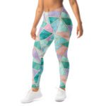 Pastel Geometric Leggings Teal Purple Gold Yoga Pants