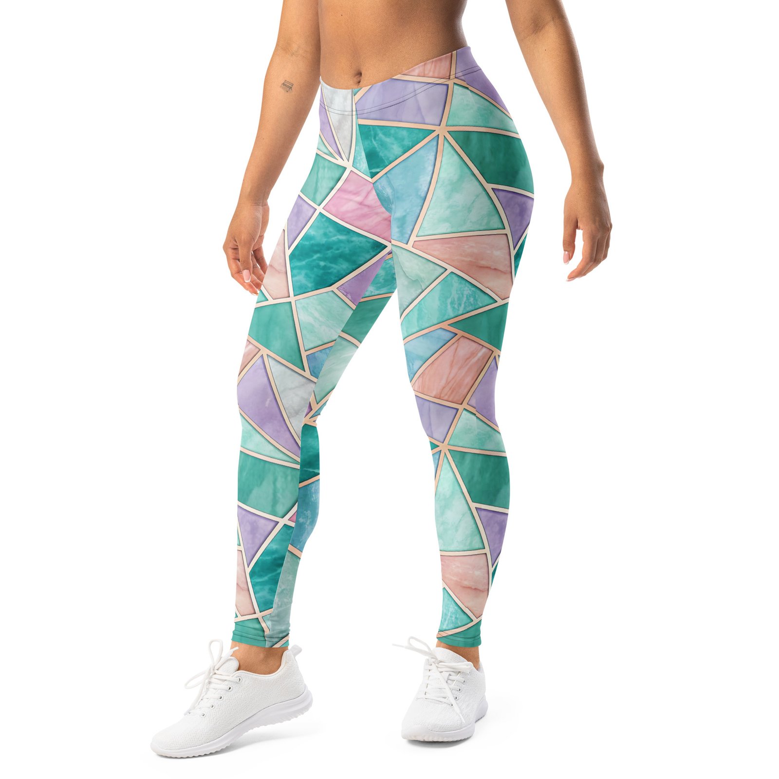 Pastel Geometric Leggings Teal Purple Gold Yoga Pants Pastel Geometric Leggings Teal Purple Gold Yoga Pants