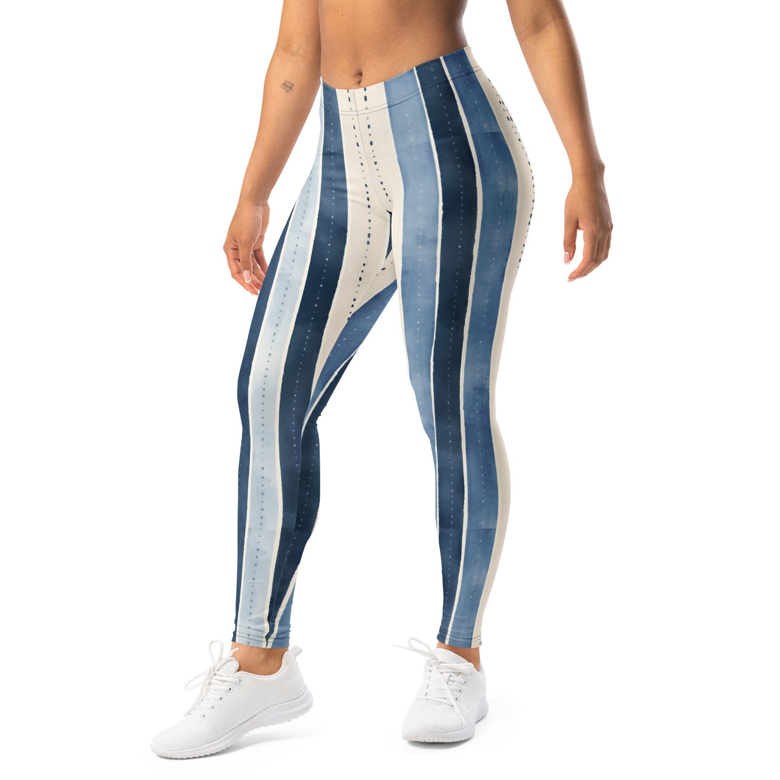 Denim Stripe Leggings Blue Faux Jean Print Yoga Pants Denim Stripe Leggings Blue Faux Jean Print Yoga Pants