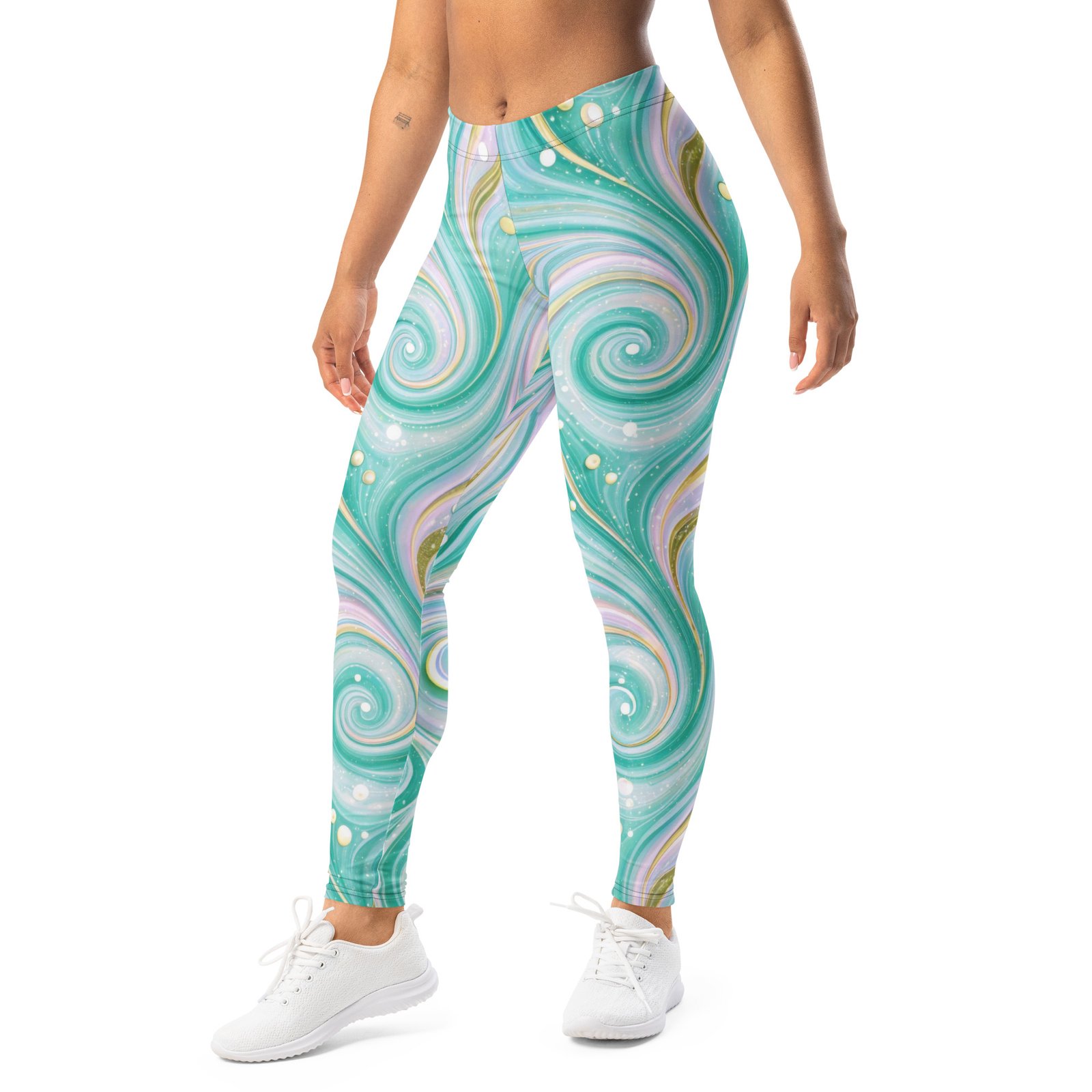 Teal Swirl Leggings Mint & Gold Liquid Marble Pants Teal Swirl Leggings Mint & Gold Liquid Marble Pants