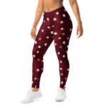 Burgundy Polka Dot Leggings Gold & Silver Foil Yoga Pants