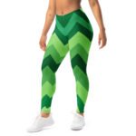 Green Chevron Leggings Zigzag Pattern Yoga Pants