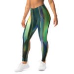 Green Gold Leggings Blue Geometric Yoga Pants