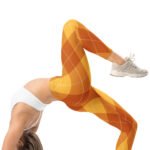 Orange Argyle Leggings Fall Diamond Pattern Yoga Pants