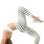 Green Striped Leggings Horizontal Stripe Yoga Pants