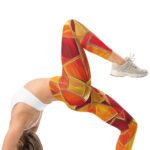 Stained Glass Leggings Red Orange Geometric Yoga Pants