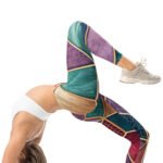 Stained Glass Geometric Leggings Purple Gold Yoga Pants