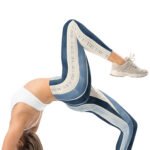 Denim Stripe Leggings Blue Faux Jean Print Yoga Pants