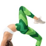 Green Chevron Leggings Zigzag Pattern Yoga Pants