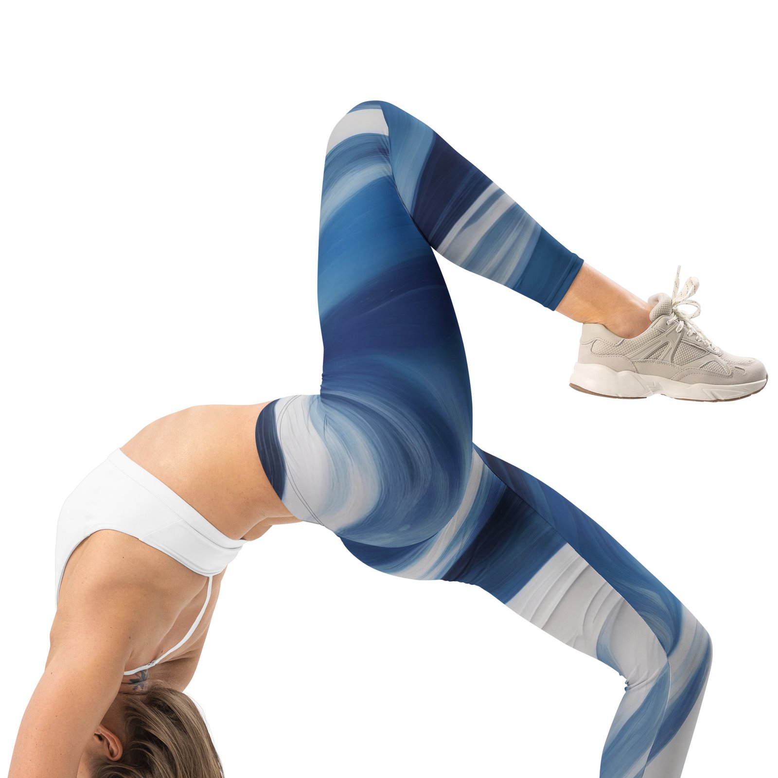 Blue Wave Leggings Abstract Navy & White Yoga Pants Blue Wave Leggings Abstract Navy & White Yoga Pants