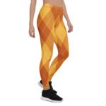 Orange Argyle Leggings Fall Diamond Pattern Yoga Pants