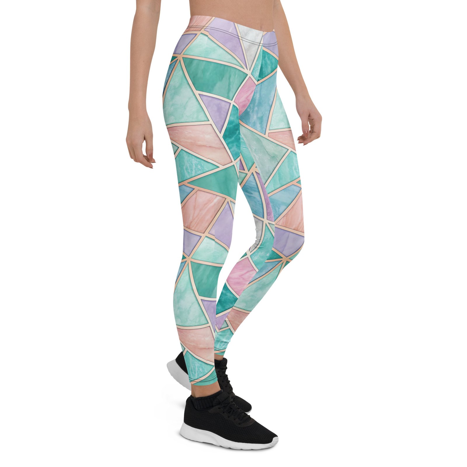 Pastel Geometric Leggings Teal Purple Gold Yoga Pants Pastel Geometric Leggings Teal Purple Gold Yoga Pants