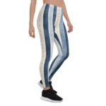 Denim Stripe Leggings Blue Faux Jean Print Yoga Pants