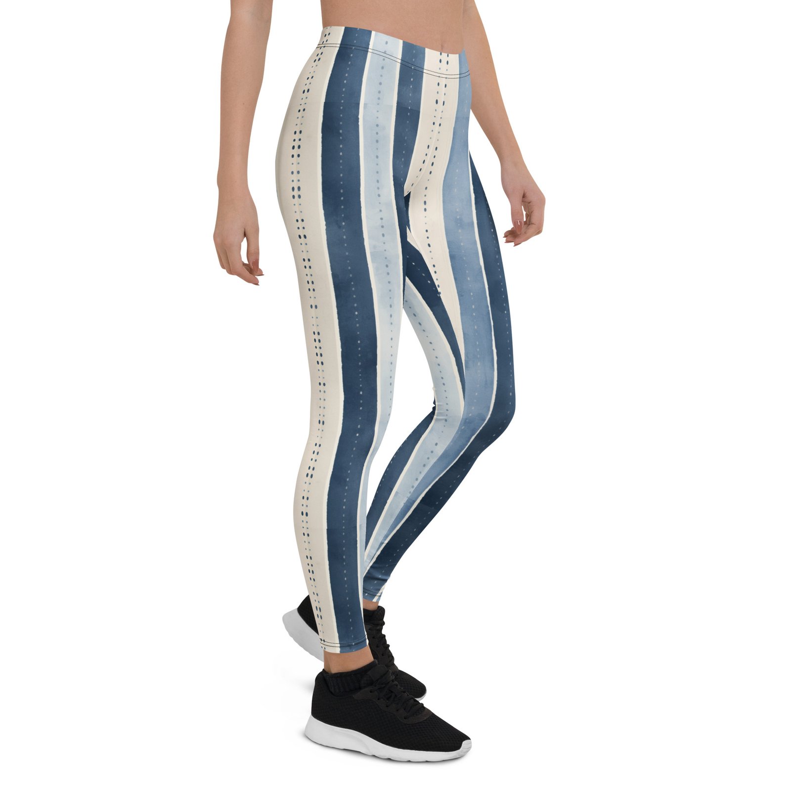 Denim Stripe Leggings Blue Faux Jean Print Yoga Pants Denim Stripe Leggings Blue Faux Jean Print Yoga Pants