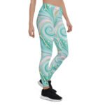 Teal Swirl Leggings Mint & Gold Liquid Marble Pants