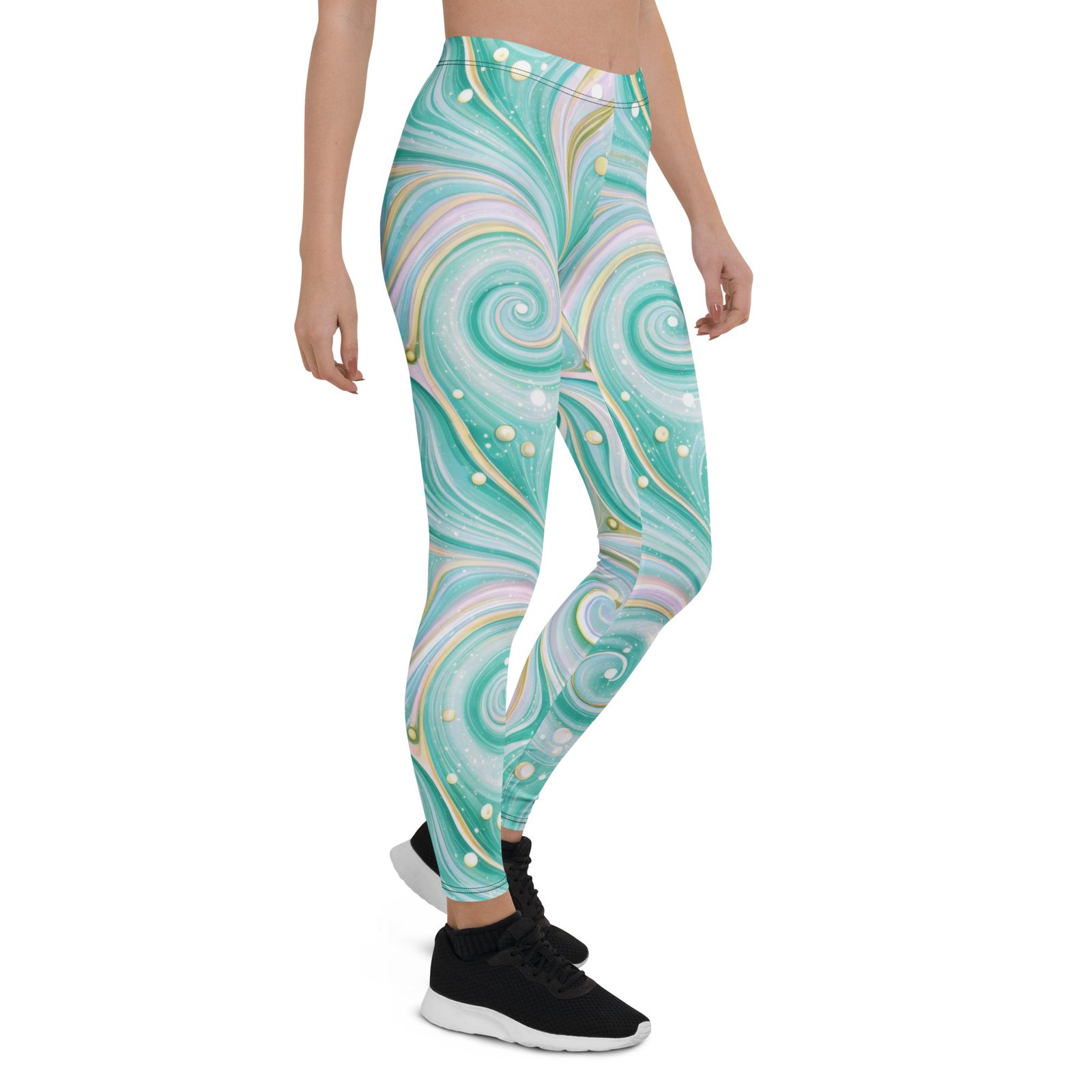 Teal Swirl Leggings Mint & Gold Liquid Marble Pants Teal Swirl Leggings Mint & Gold Liquid Marble Pants