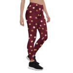 Burgundy Polka Dot Leggings Gold & Silver Foil Yoga Pants