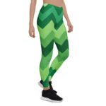 Green Chevron Leggings Zigzag Pattern Yoga Pants