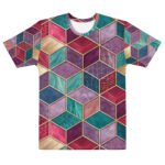 Geometric Cube T Shirt 3d Jewel Tone All Over Print Tee