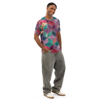 Geometric Cube T Shirt 3d Jewel Tone All Over Print Tee