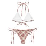 Burgundy Geometric Bikini – Abstract Watercolor Swimsuit