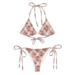 Burgundy Geometric Bikini – Abstract Watercolor Swimsuit