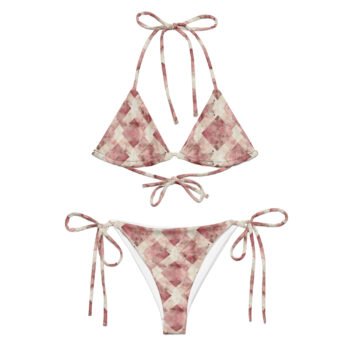 Burgundy Geometric Bikini - Abstract Watercolor Swimsuit