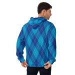 Blue Argyle Hoodie Classic Diamond Pattern Pullover