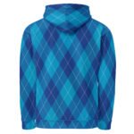 Blue Argyle Hoodie Classic Diamond Pattern Pullover