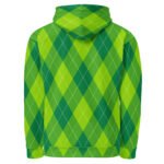 Green Argyle Hoodie Classic Diamond Pattern Pullover