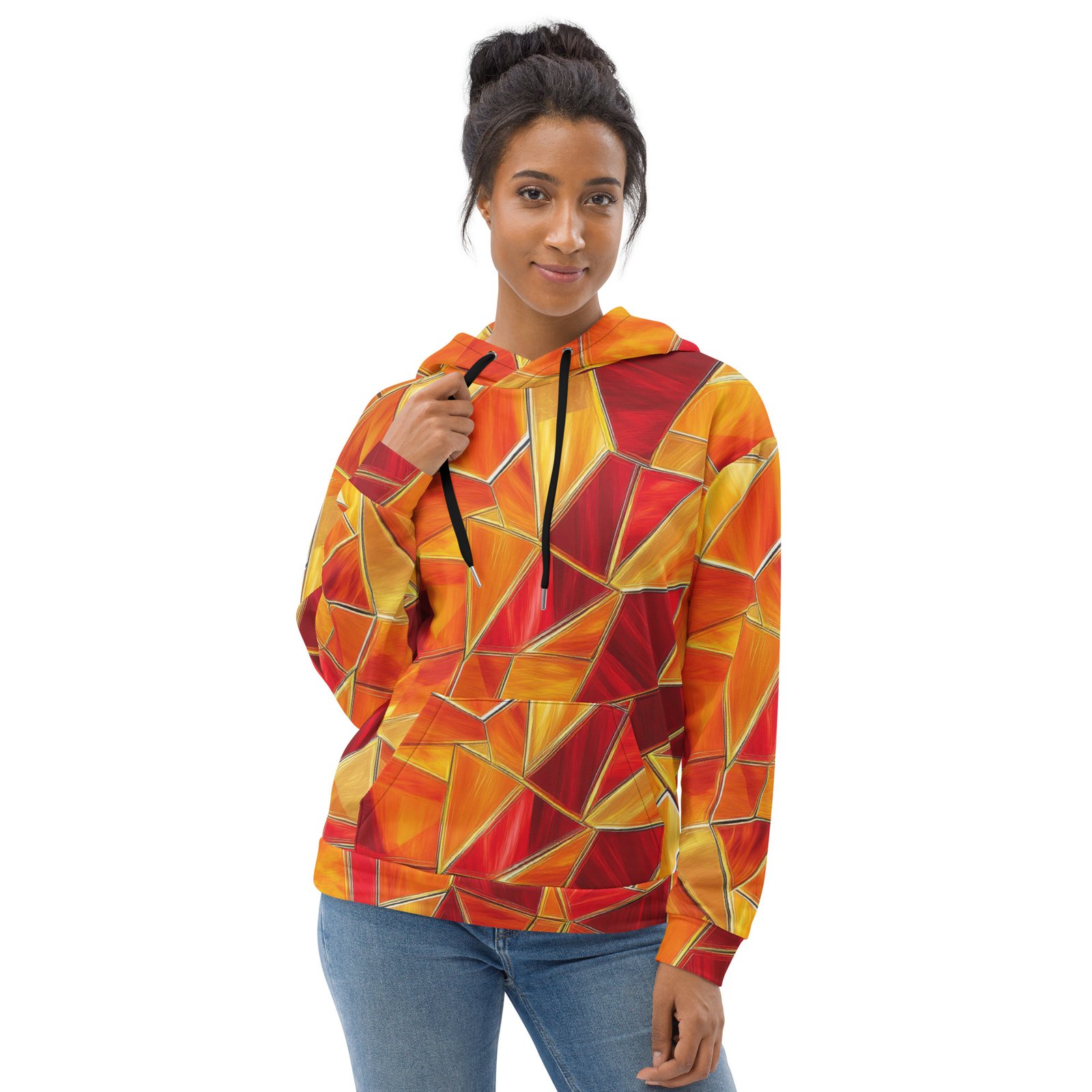 Orange Street Art Hoodie - Abstract Geometric Pullover Orange Street Art Hoodie - Abstract Geometric Pullover