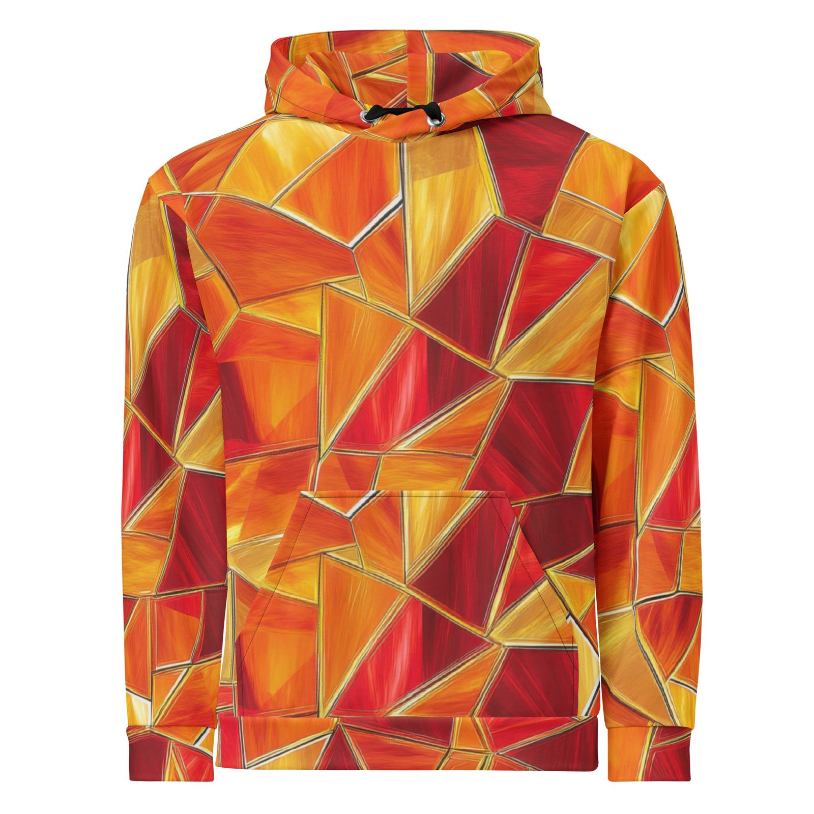 Orange Street Art Hoodie - Abstract Geometric Pullover Orange Street Art Hoodie - Abstract Geometric Pullover
