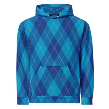 Blue Argyle Hoodie Classic Diamond Pattern Pullover