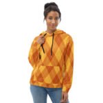 Orange Argyle Hoodie Classic Diamond Pattern Pullover