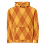 Orange Argyle Hoodie Classic Diamond Pattern Pullover