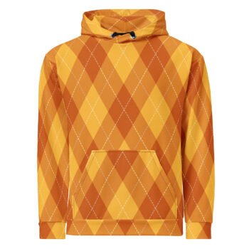 Orange Argyle Hoodie Classic Diamond Pattern Pullover
