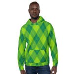 Green Argyle Hoodie Classic Diamond Pattern Pullover