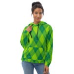 Green Argyle Hoodie Classic Diamond Pattern Pullover