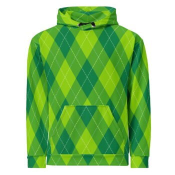 Green Argyle Hoodie Classic Diamond Pattern Pullover