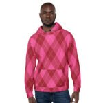 Pink Argyle Hoodie Classic Diamond Pattern Pullover