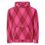 Pink Argyle Hoodie Classic Diamond Pattern Pullover