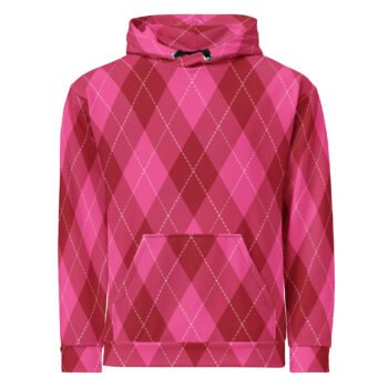 Pink Argyle Hoodie Classic Diamond Pattern Pullover