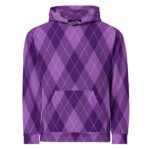 Purple Argyle Hoodie Classic Diamond Pattern Pullover