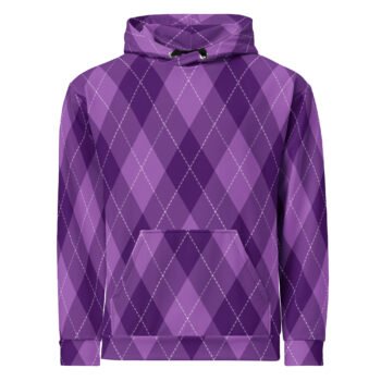 Purple Argyle Hoodie Classic Diamond Pattern Pullover