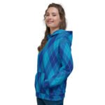 Blue Argyle Hoodie Classic Diamond Pattern Pullover