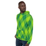 Green Argyle Hoodie Classic Diamond Pattern Pullover